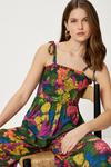 Oasis Tropical Print Crinkle Shirred Jumpsuit thumbnail 2