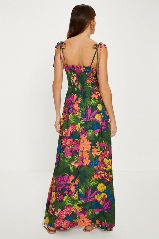 Oasis Petite Tropical Print Crinkled Shirred Maxi Dress 3