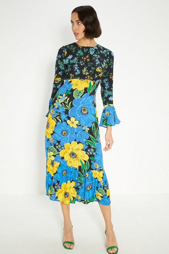 Oasis Petite Patch Print Bold Floral Midi Dress 2