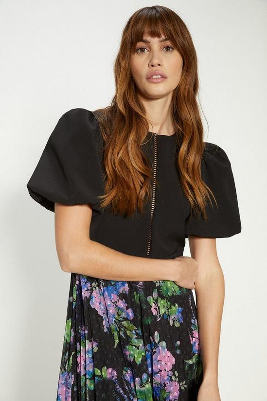Oasis Puff Sleeve Floral 2 In 1 Pleated Midi Dress 2