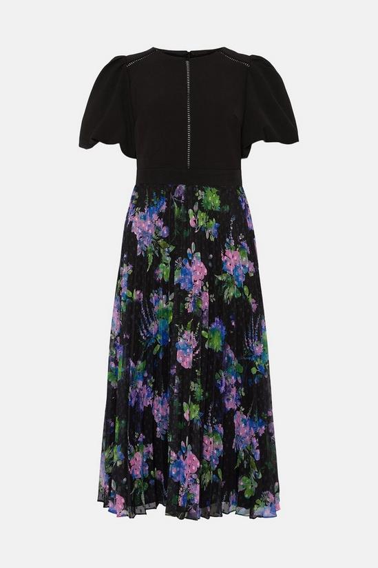 Oasis Puff Sleeve Floral 2 In 1 Pleated Midi Dress 4