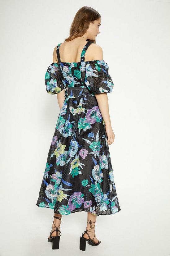 Oasis Floral Striped Organza Belted Midi Dress 3