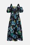 Oasis Floral Striped Organza Belted Midi Dress thumbnail 4