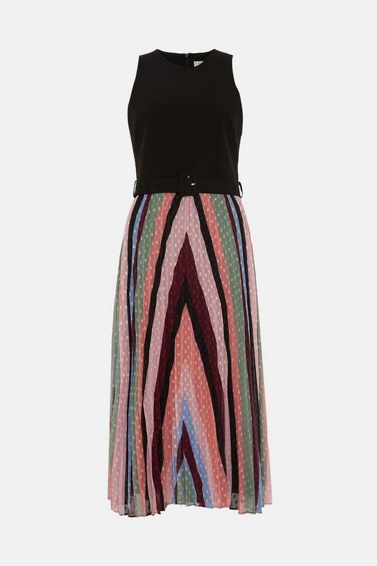 Oasis Belted Multi Stripe Pleated Midi Dress 4