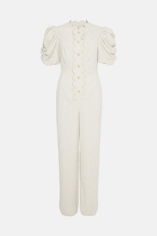Oasis Cord Scallop Puff Sleeve Jumpsuit 4