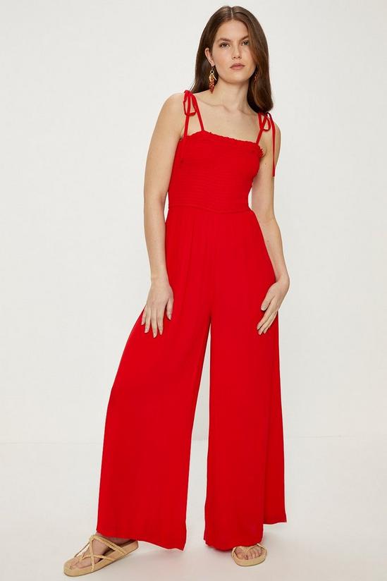 Oasis Strappy Crinkle Shirred Jumpsuit 1