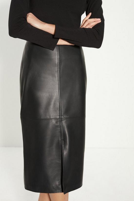 Oasis Leather Split Detail Midi Skirt 2