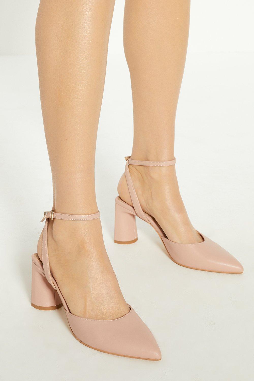 Block heel hotsell court shoes nude