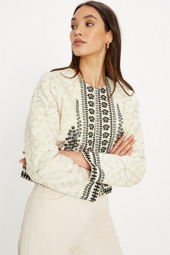 Oasis Floral Embroidered Poplin Quilted Jacket 2
