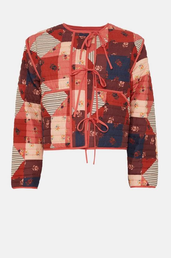 Oasis Patchwork Floral Quilted Tie Front Jacket 4