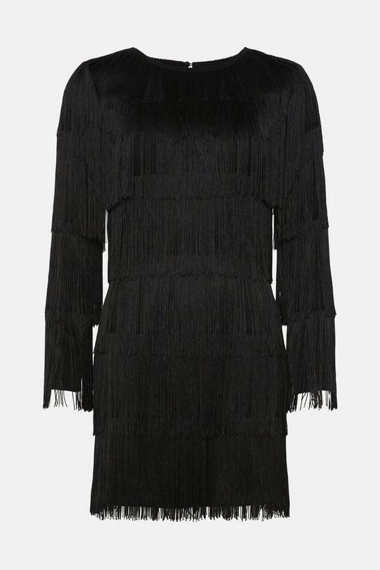 Oasis Rachel Stevens Fringed Long Sleeve Mini Dress 4