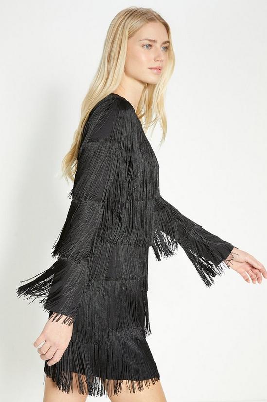 Oasis Rachel Stevens Fringed Long Sleeve Mini Dress 5