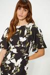 Oasis Floral Printed Crepe Flare Sleeve Tailored Dress thumbnail 2