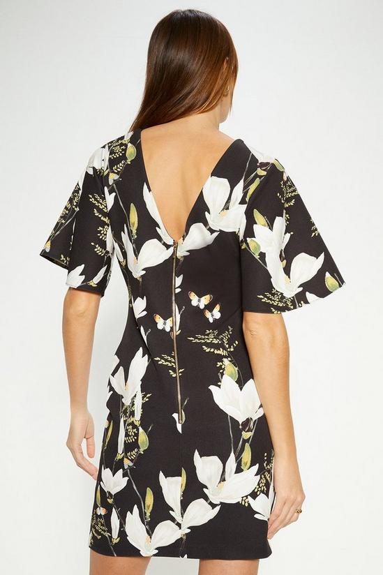 Oasis Floral Printed Crepe Flare Sleeve Tailored Dress 3