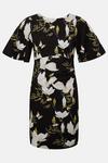 Oasis Floral Printed Crepe Flare Sleeve Tailored Dress thumbnail 4