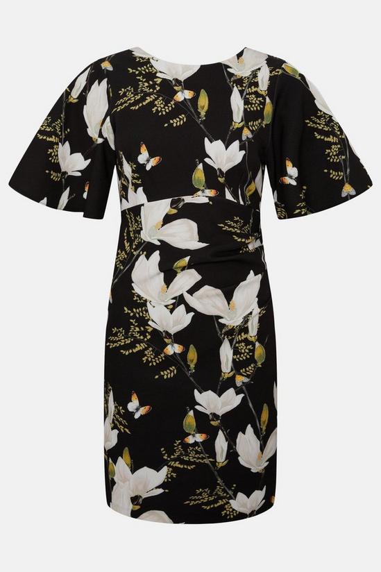 Oasis Floral Printed Crepe Flare Sleeve Tailored Dress 4