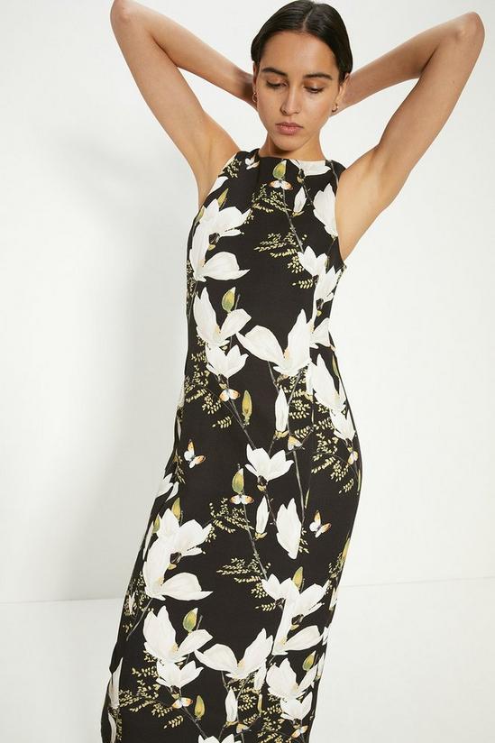 Oasis Floral Printed Crepe Tailored Midi Dress 1