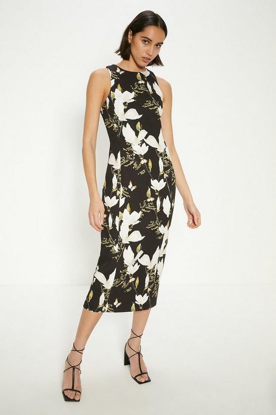 Oasis Floral Printed Crepe Tailored Midi Dress 2