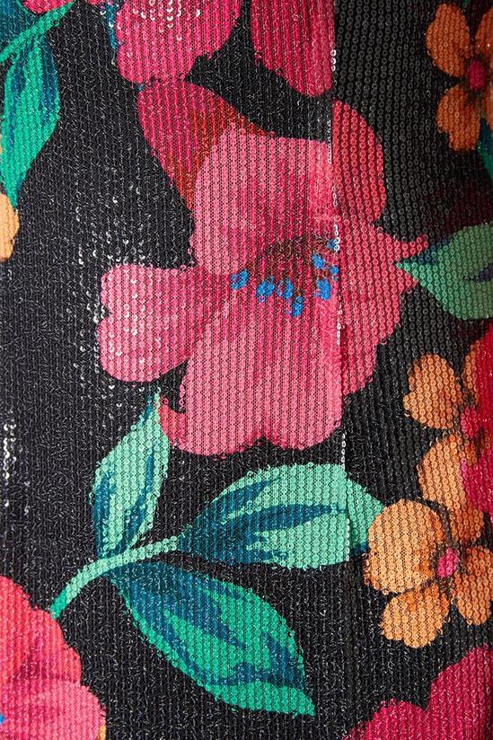 Oasis Floral Printed Sequin Fringe Detail Column Midi Dress 5