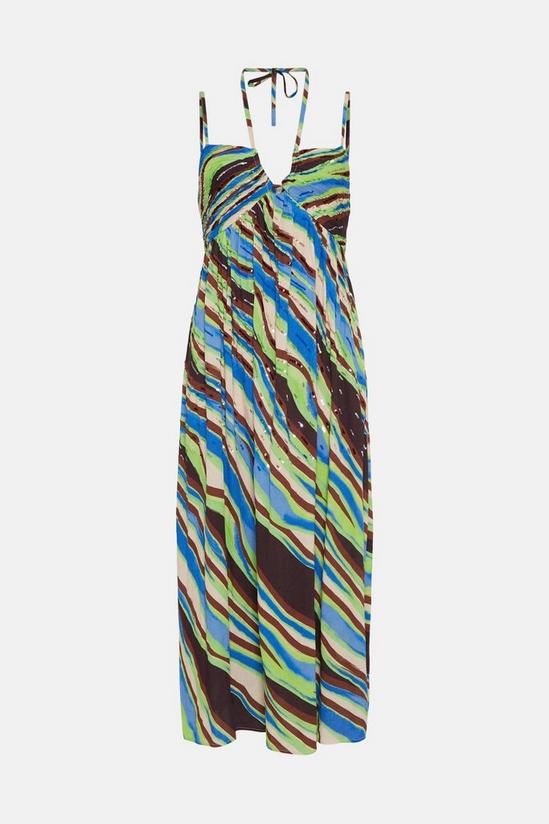 Oasis Abstract Sequin Stripe Cross Neck Strappy Midi Dress 4