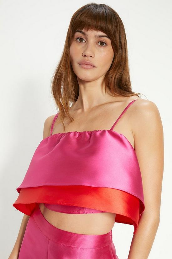 Oasis Satin Twill Frill Tiered Crop Top 1