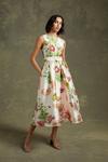 Oasis Floral Printed Satin Twill Belted Midi Dress thumbnail 1