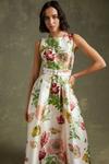 Oasis Floral Printed Satin Twill Belted Midi Dress thumbnail 2