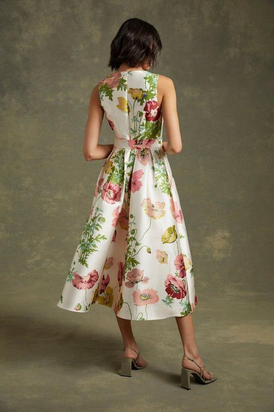 Oasis Floral Printed Satin Twill Belted Midi Dress 3