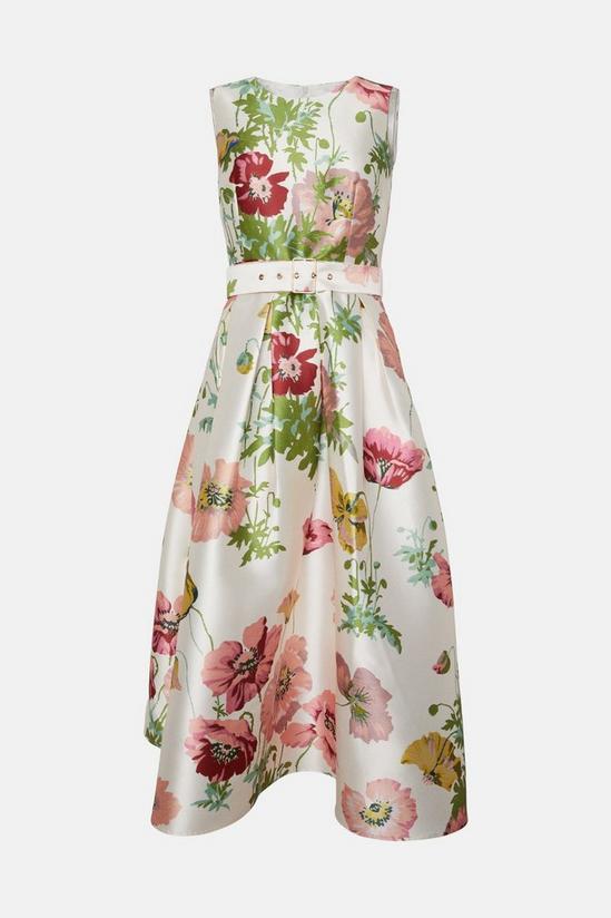 Oasis Floral Printed Satin Twill Belted Midi Dress 4