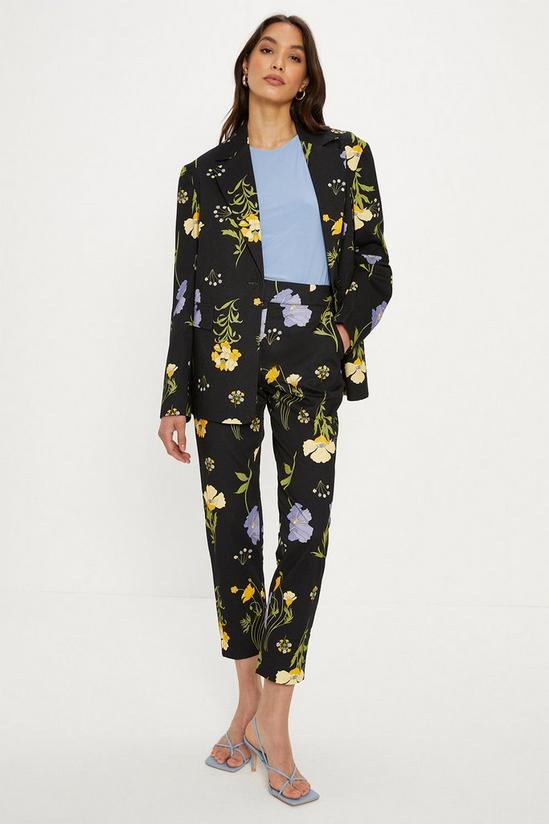 Oasis Petite Floral Printed Cotton Tapered Trousers 1
