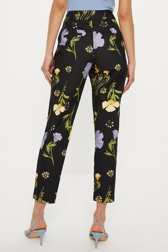 Oasis Petite Floral Printed Cotton Tapered Trousers 3