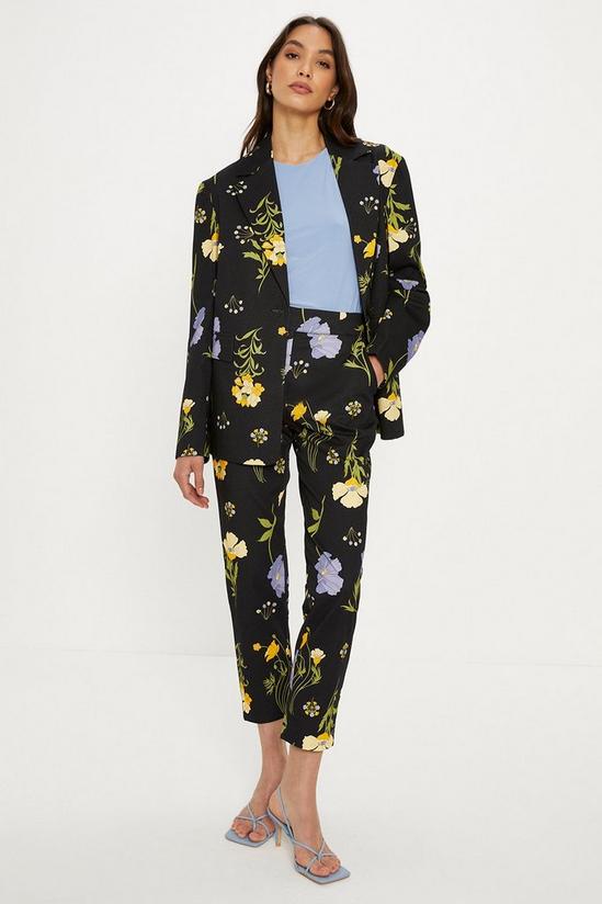 Oasis Floral Printed Cotton Tapered Trousers 1