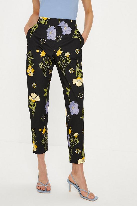 Oasis Floral Printed Cotton Tapered Trousers 2