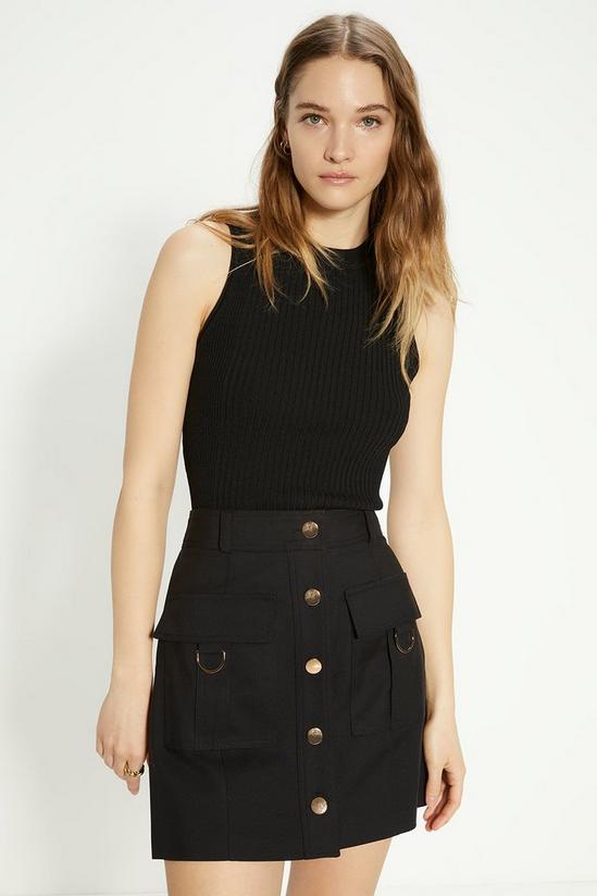 Oasis Cotton Sateen Button Detail Mini Skirt 1