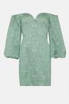 Oasis Jacquard Bardot Puff Sleeve Mini Dress thumbnail 4