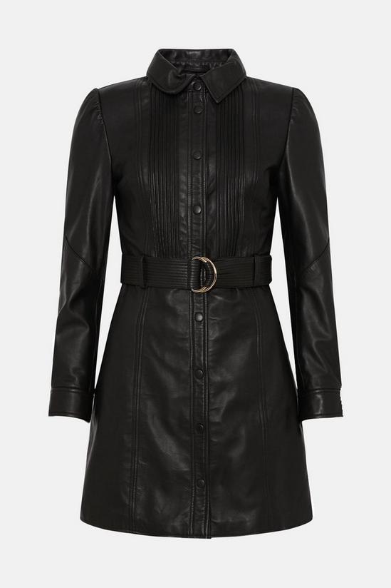 Oasis Leather Pleat Detail Belted Mini Dress 4