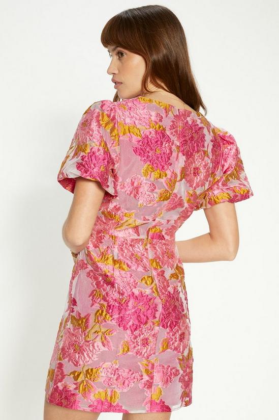Oasis Puff Sleeve Floral Jacquard Mini Dress 3