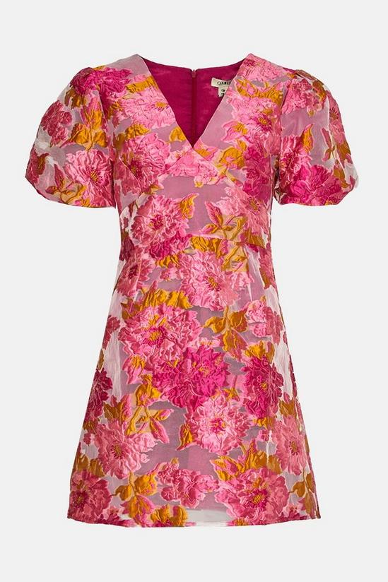 Oasis Puff Sleeve Floral Jacquard Mini Dress 4