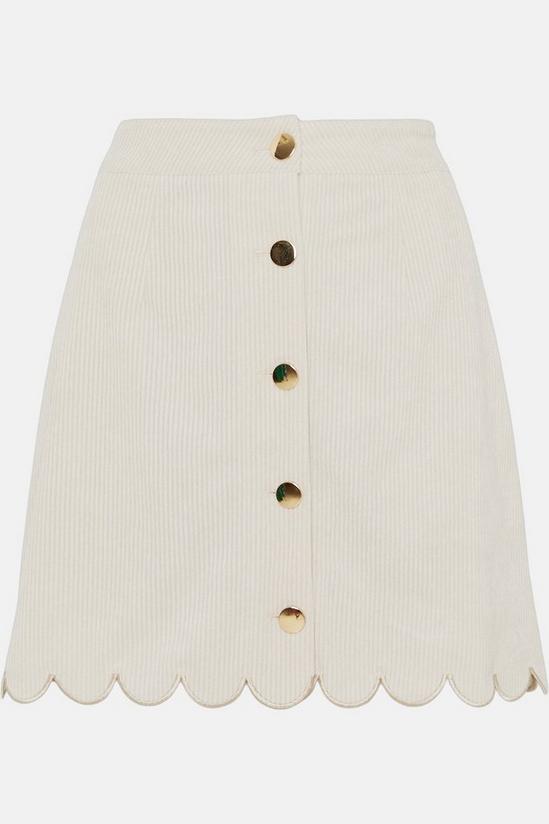 Oasis Cord Scallop Button Through Mini Skirt 4