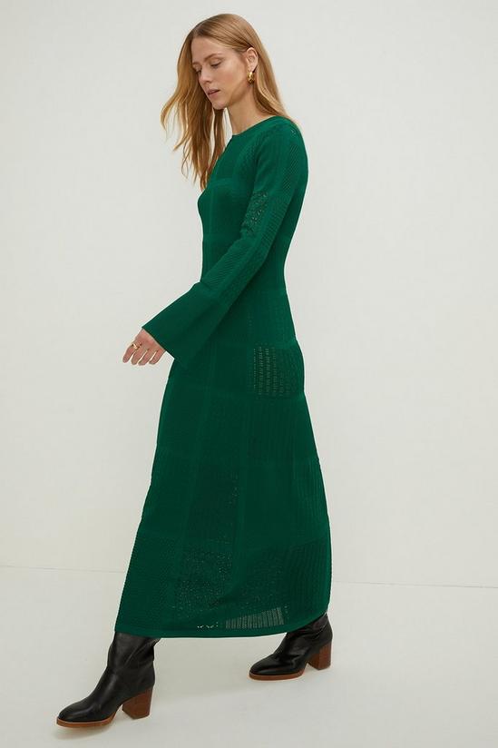 Oasis Patchwork Pointelle Frill Detail Knitted Maxi Dress 2