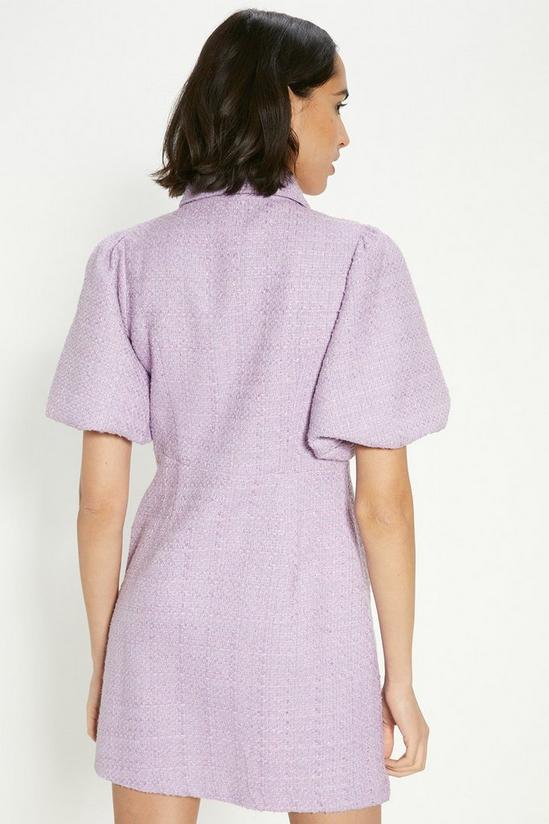 Oasis Petite Tweed Puff Sleeve Zip Through Mini Dress 3