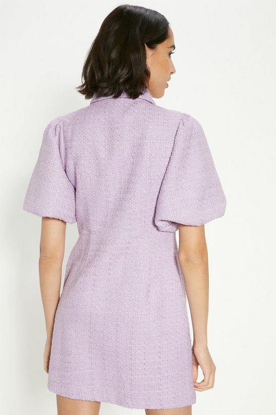 Oasis Tweed Puff Sleeve Zip Through Mini Dress 3