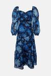 Oasis Cluster Floral Organza Ruched Cut Out Midi Dress thumbnail 4