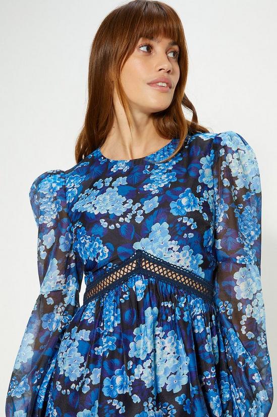 Oasis Cluster Floral Organza Lace Trim Mini Dress 2