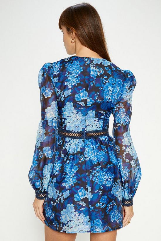 Oasis Cluster Floral Organza Lace Trim Mini Dress 3