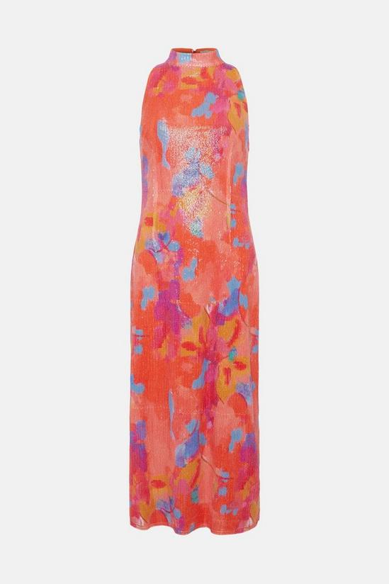 Oasis Sequin Floral Halter Neck Midi Dress 4