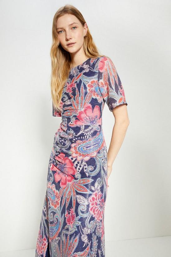 Oasis Sequin Paisley Ruched Detail Midi Dress 2