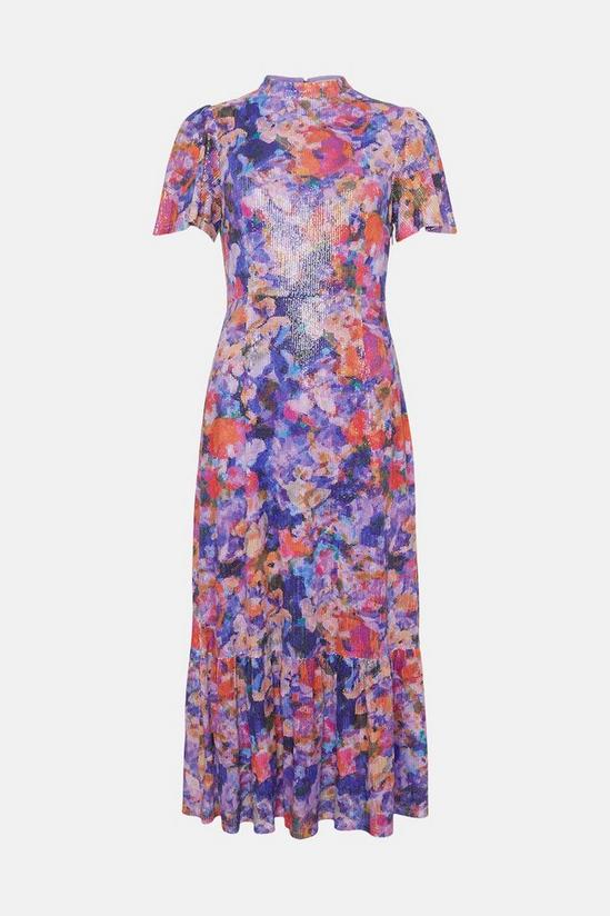 Oasis Sequin Floral Peplum Hem Midi Dress 4