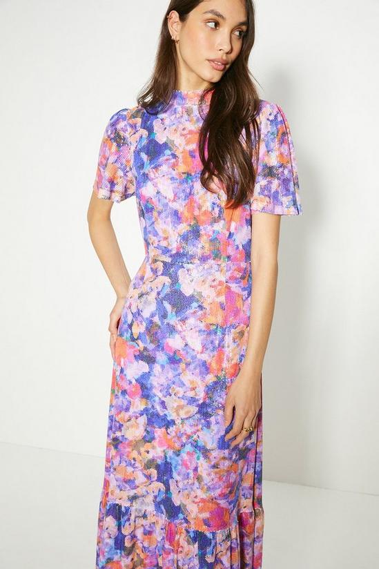 Oasis Sequin Floral Peplum Hem Midi Dress 5