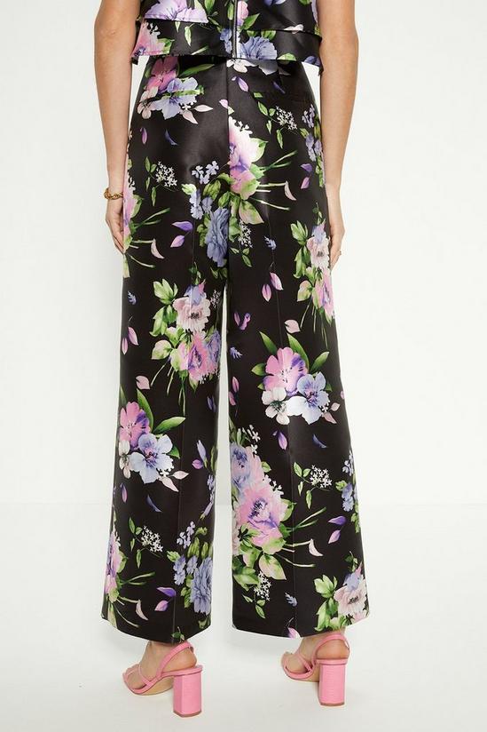 Oasis Satin Twill Floral Wide Leg Trouser 3